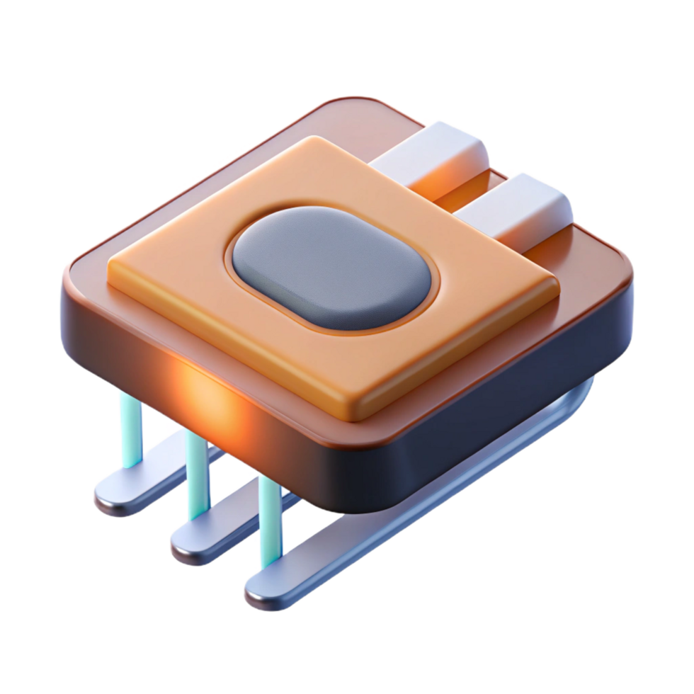dramatic organic A single transistor, close-up. NO BACKGROUND with Transparent Background. studio quality png