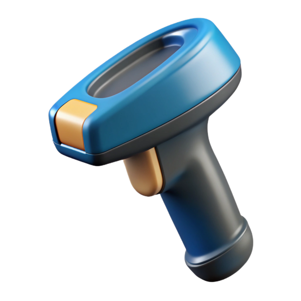 joyful serene A barcode scanner, handheld device. NO BACKGROUND with Transparent Background. masterfully captured png