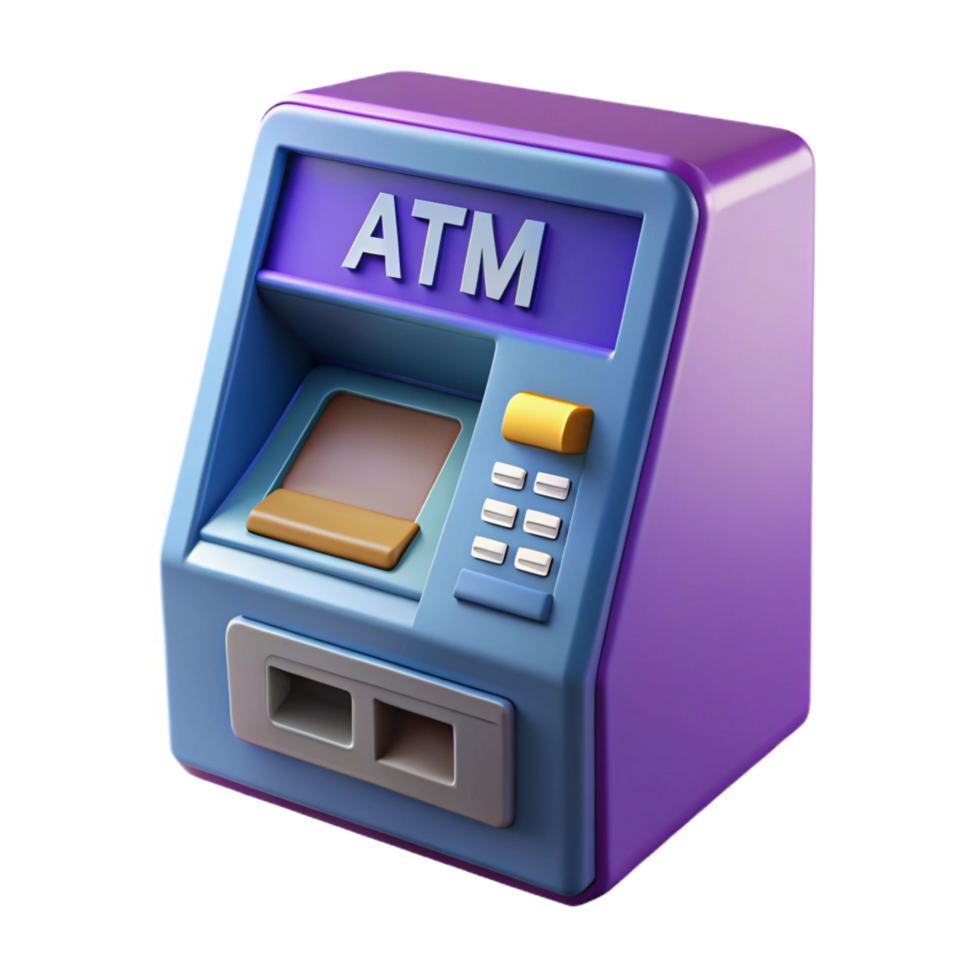 sought-after minimalist An ATM, automated teller machine. NO BACKGROUND with Transparent Background. high resolution png