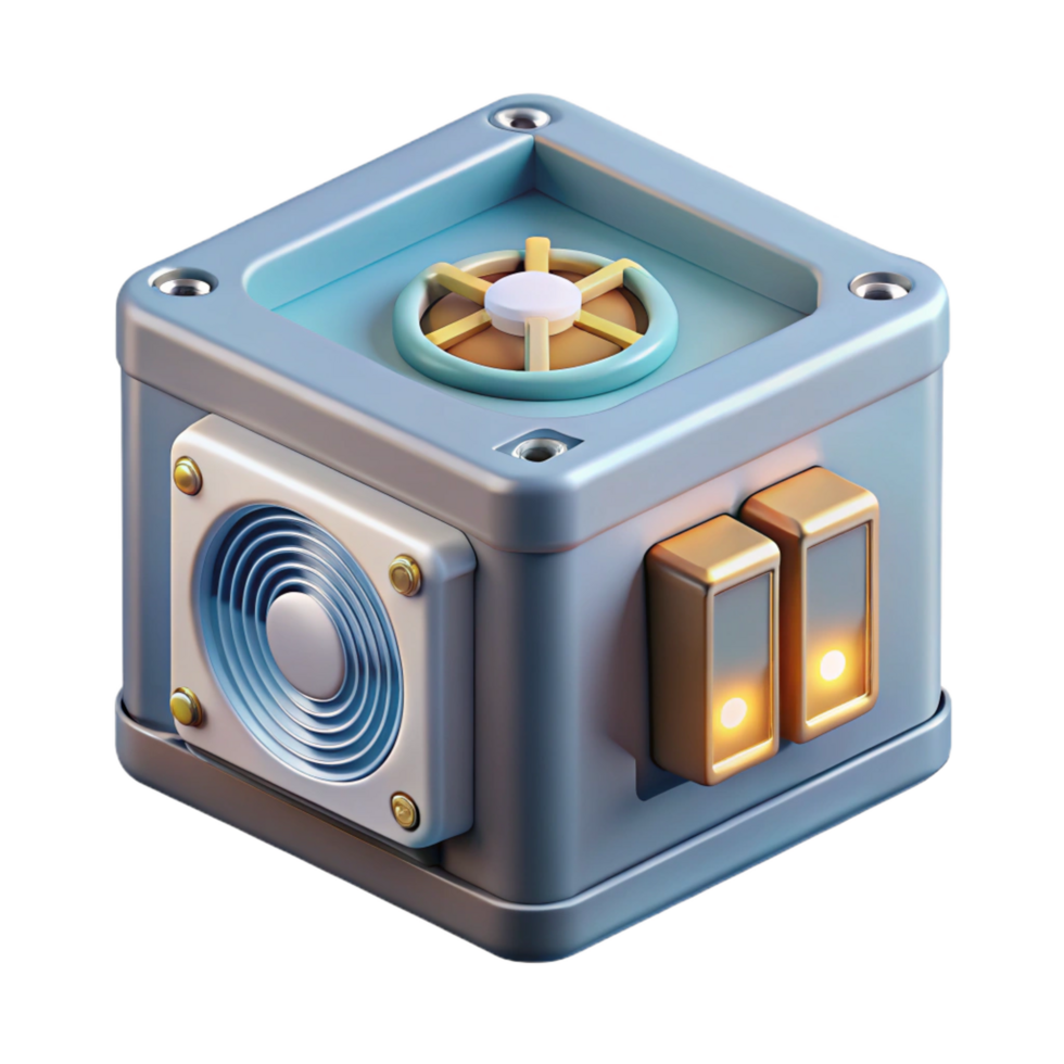 striking dreamy modern A power supply unit, computer component. NO BACKGROUND with Transparent Background. refined png