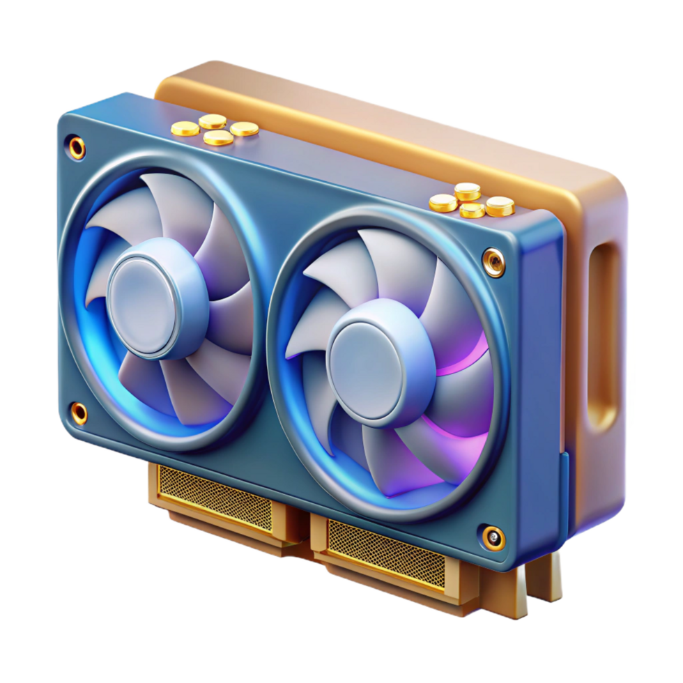 distinguished geometric A graphics card, computer component. NO BACKGROUND with Transparent Background. flawless png
