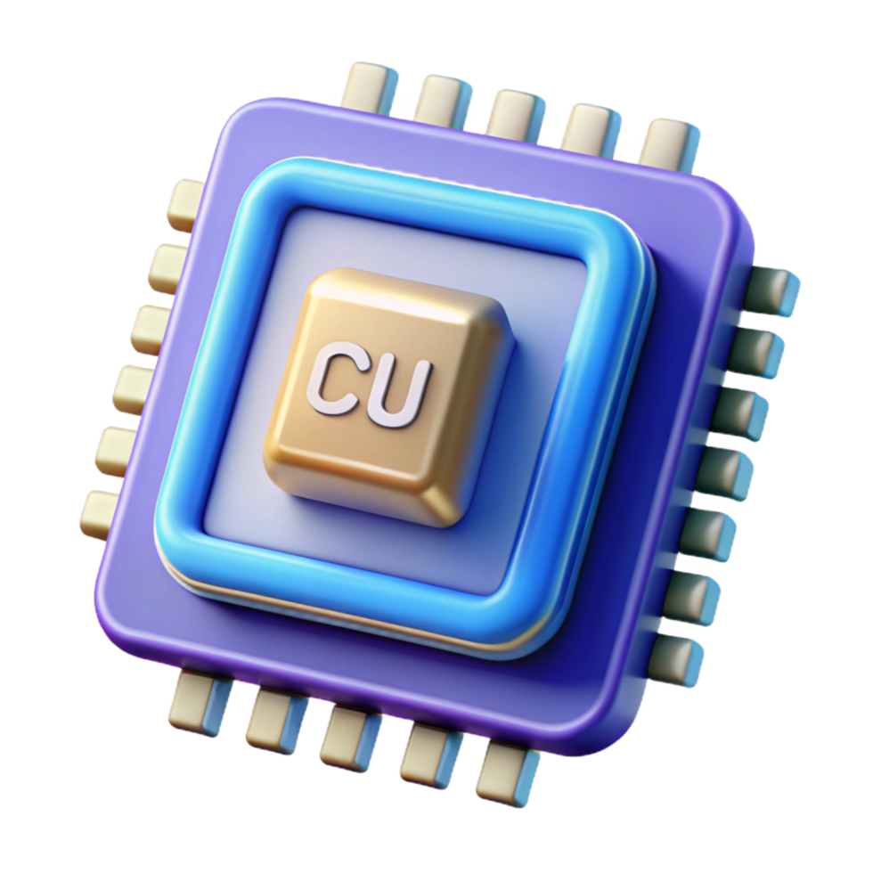 beautiful exceptional A CPU, central processing unit. NO BACKGROUND with Transparent Background. png