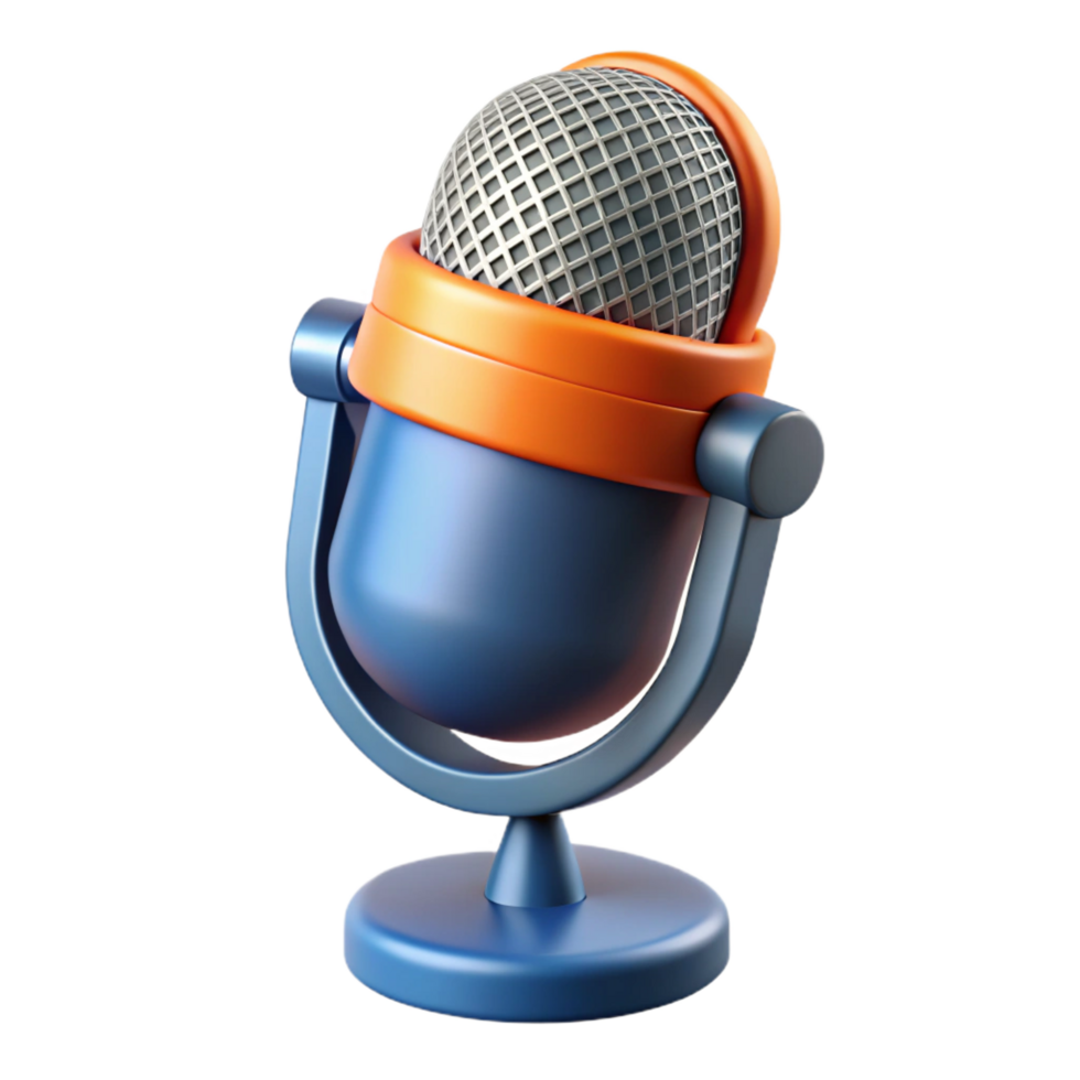 energetic splendid A microphone, studio quality. NO BACKGROUND with Transparent Background. gallery standard png