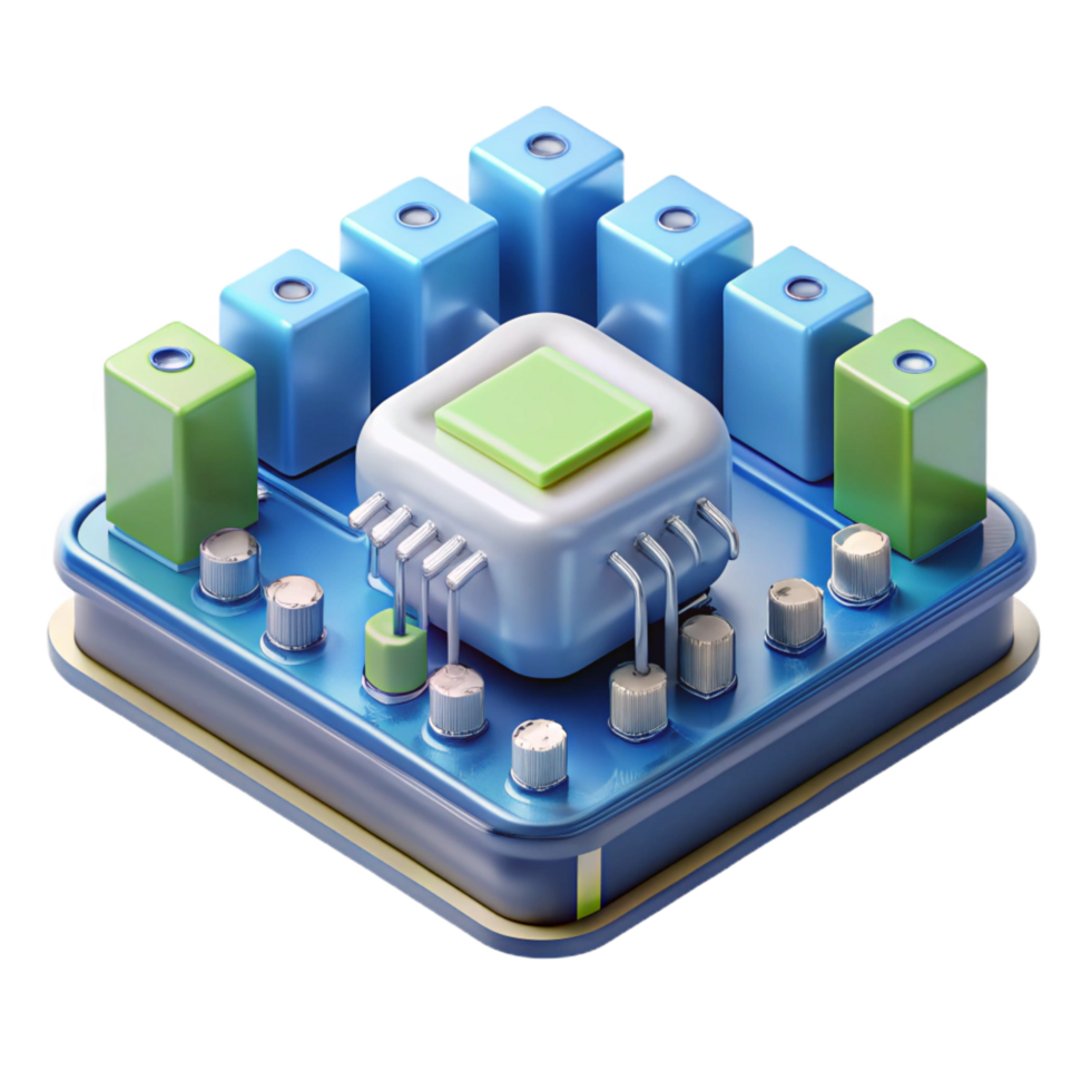 elegant bold futuristic A motherboard, computer component. NO BACKGROUND with Transparent Background. gallery standard png