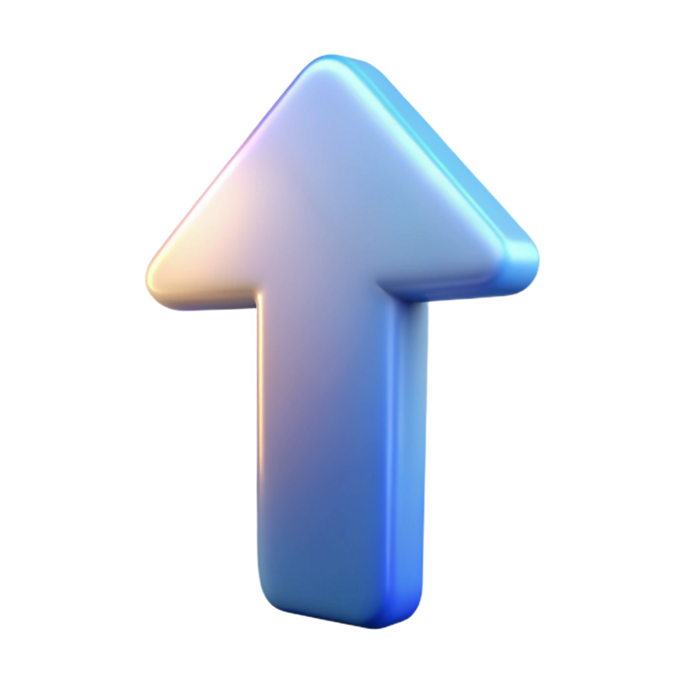 radiant celebrated A single, stylized arrow pointing upwards, made of light. NO BACKGROUND with Transparent Background. png