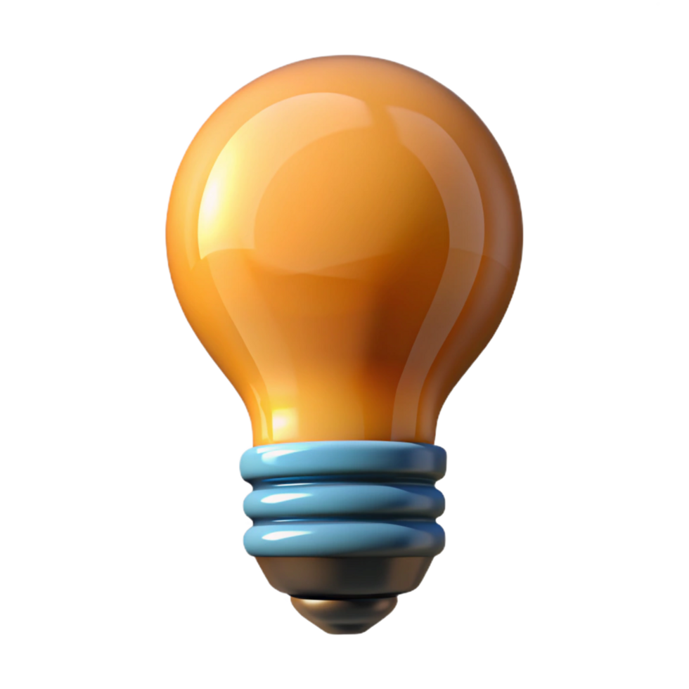 impressive unparalleled A single, stylized lightbulb with glowing filament. NO BACKGROUND with Transparent Background. png