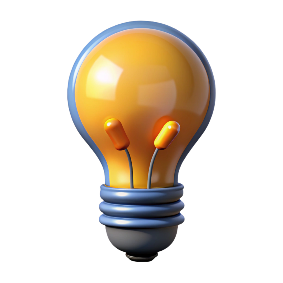dazzling melancholic futuristic A single, stylized lightbulb with glowing filament. NO BACKGROUND with Transparent Background. 8K png