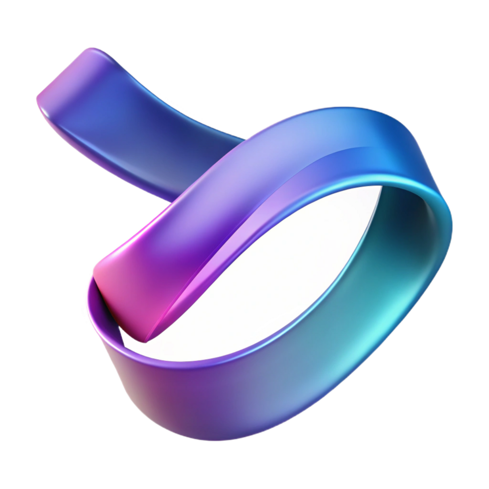 beautiful quintessential A flowing, abstract ribbon with a gradient color scheme. NO BACKGROUND with Transparent Background. png