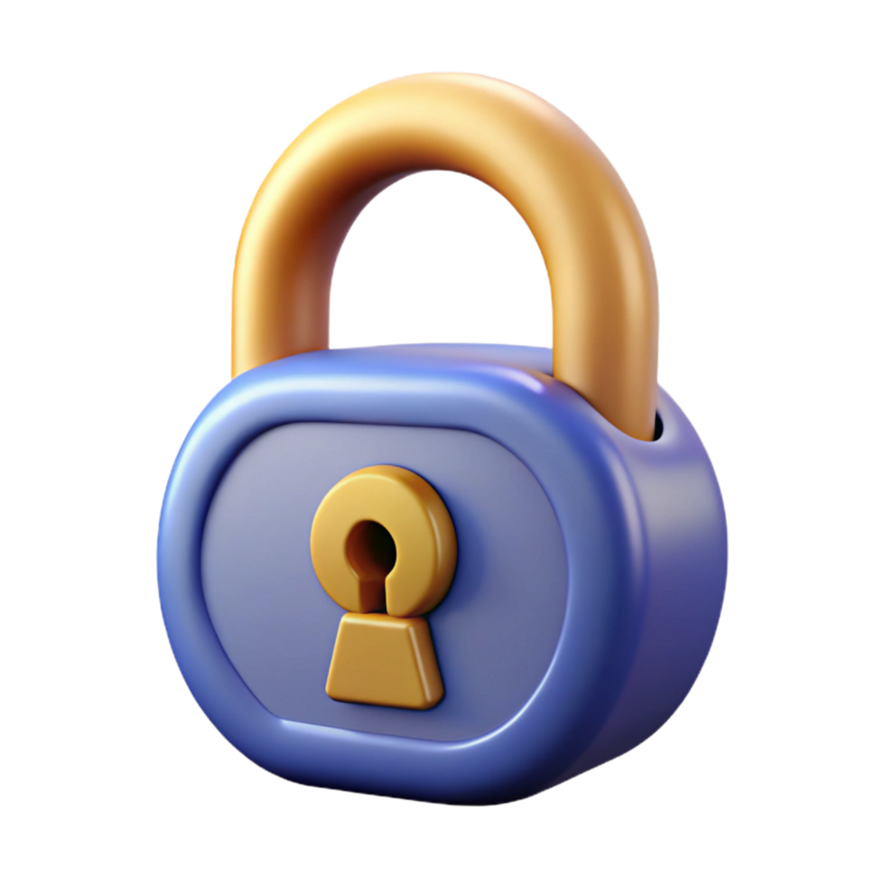 dramatic distinguished A single, stylized lock with intricate keyhole design. NO BACKGROUND with Transparent Background. png