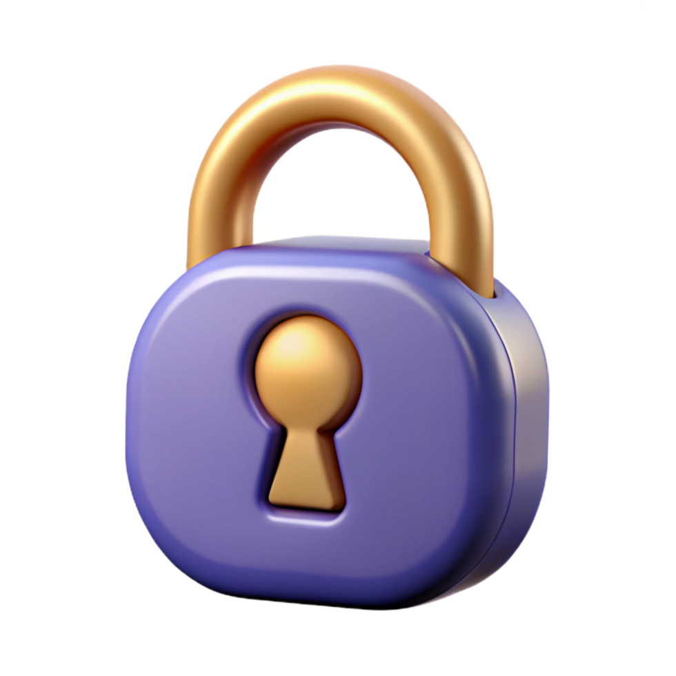 intense pristine A single, stylized lock with intricate keyhole design. NO BACKGROUND with Transparent Background. crisp png