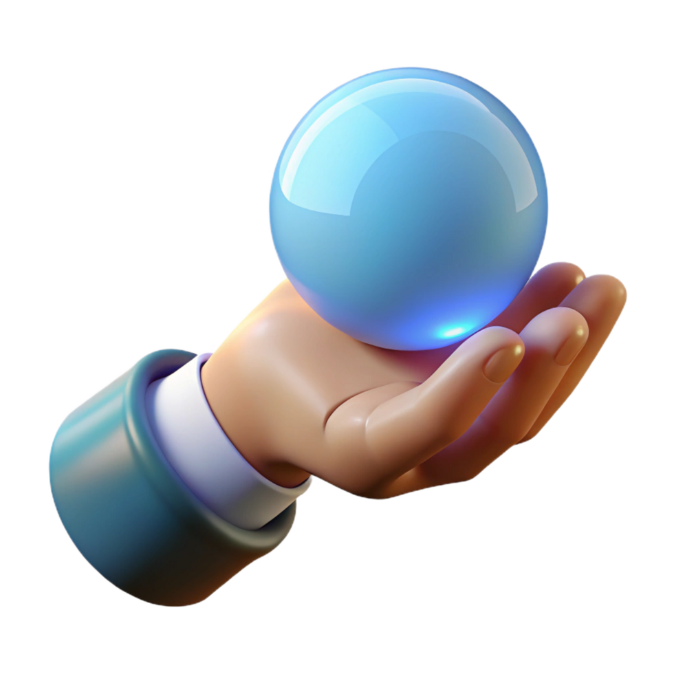 captivating notable A single, stylized hand holding a glowing orb. NO BACKGROUND with Transparent Background. png