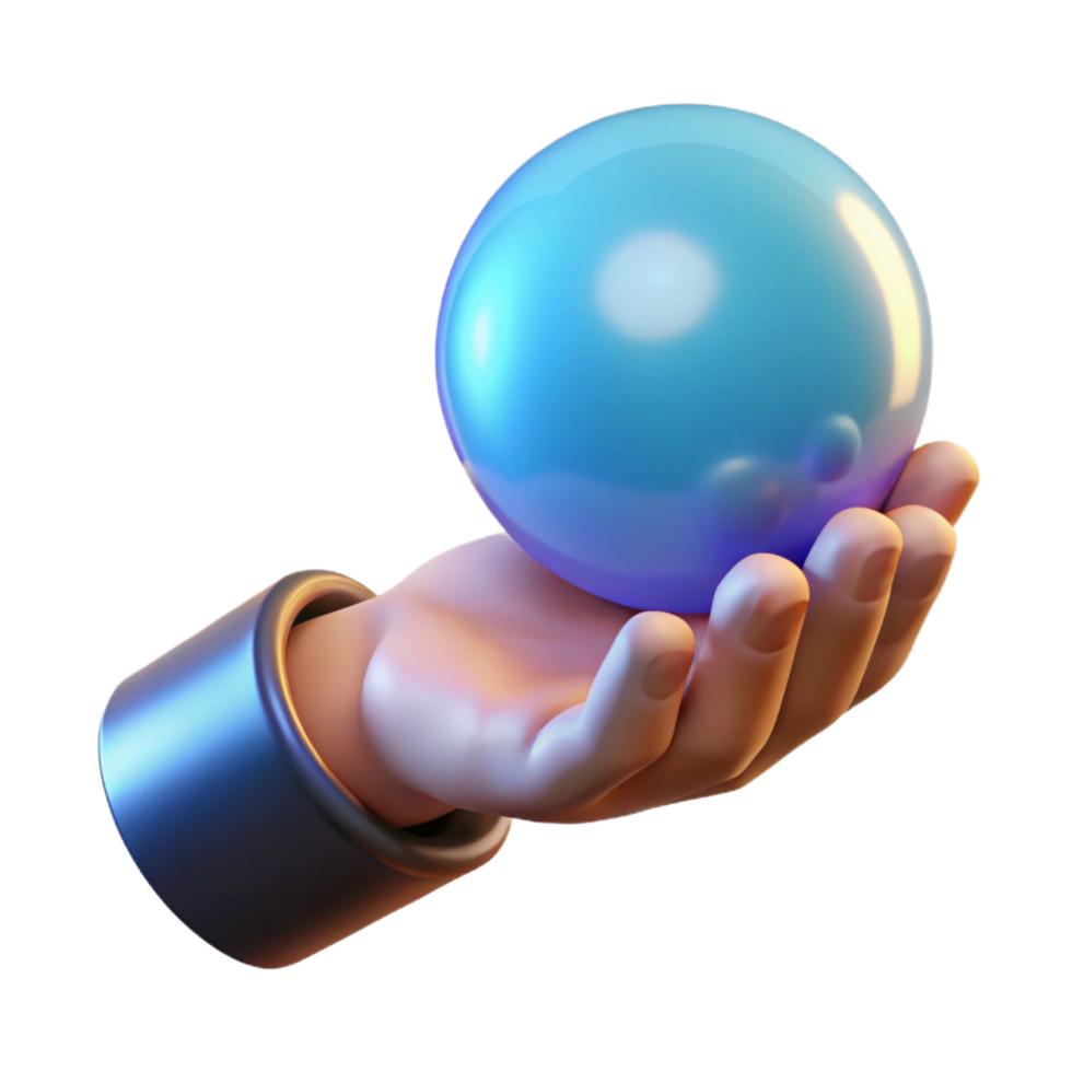 fascinating energetic vintage A single, stylized hand holding a glowing orb. NO BACKGROUND with Transparent Background. premium png