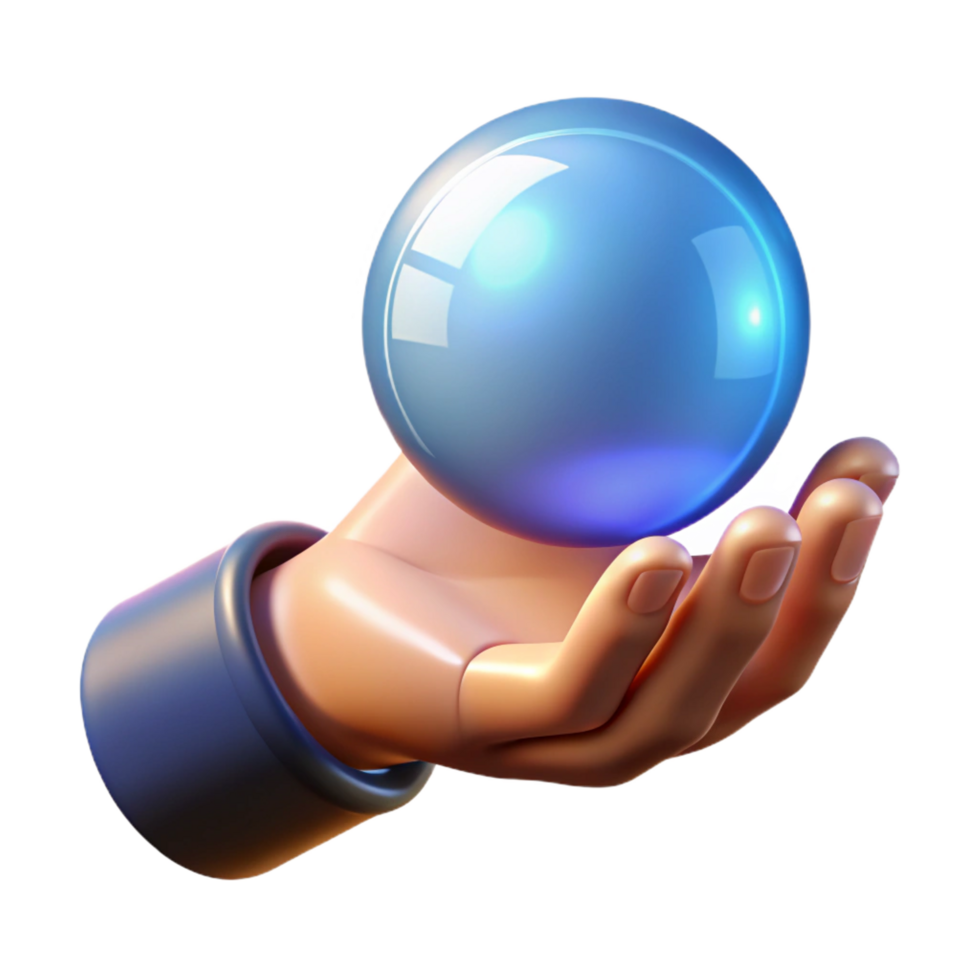 splendid iconic A single, stylized hand holding a glowing orb. NO BACKGROUND with Transparent Background. png