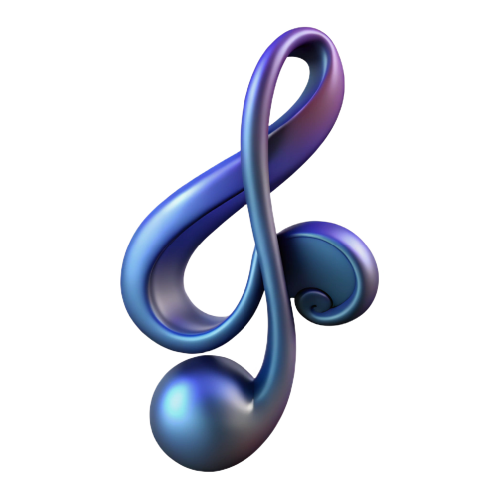 picturesque energetic urban A single, stylized music note made of flowing lines. NO BACKGROUND with Transparent Background. authentic png