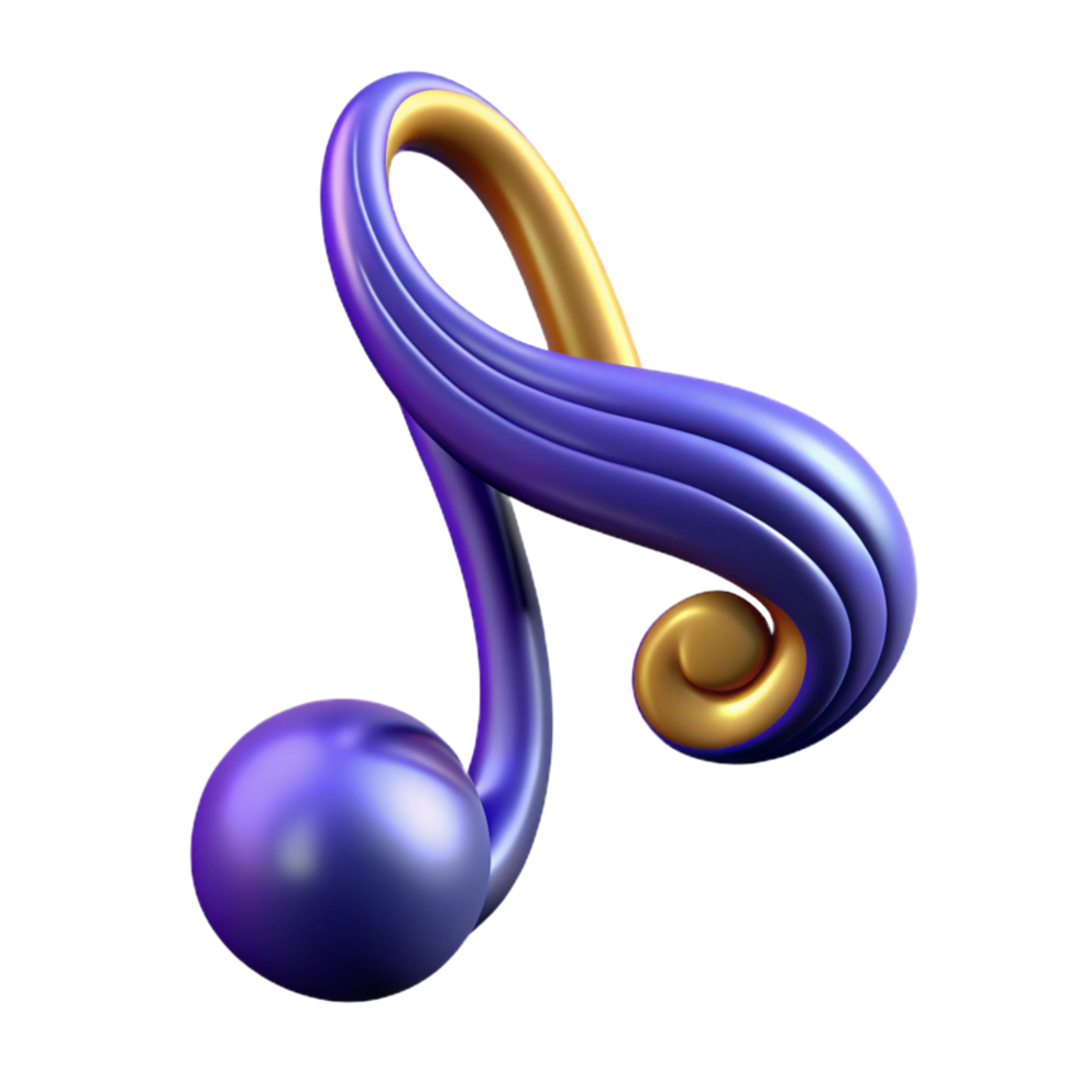 exquisite coastal A single, stylized music note made of flowing lines. NO BACKGROUND with Transparent Background. museum quality png