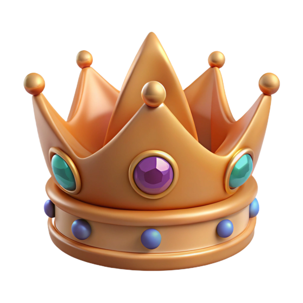 iconic elegant A single, stylized crown with intricate jewel details. NO BACKGROUND with Transparent Background. 4K png