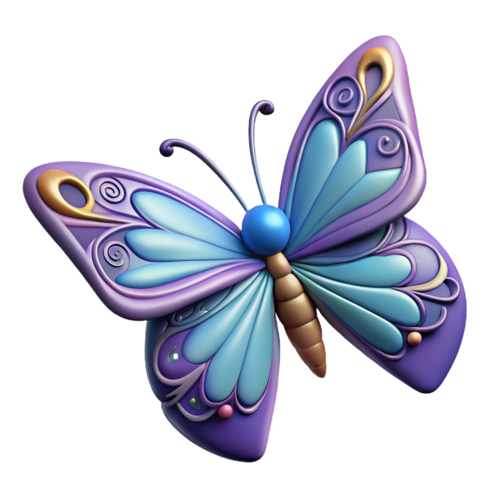 impressionnant intemporel une seul, stylisé papillon avec complexe aile motifs. non Contexte avec transparent Contexte. png