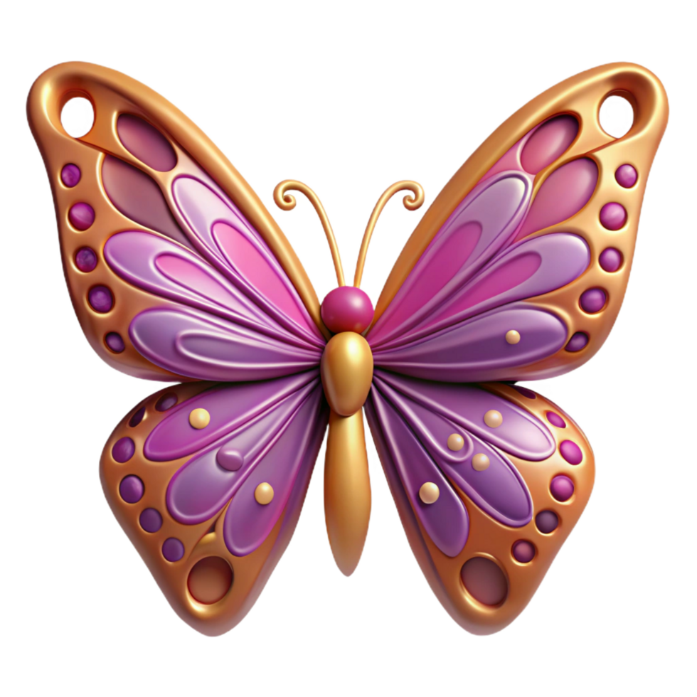 enchanting retro A single, stylized butterfly with intricate wing patterns. NO BACKGROUND with Transparent Background. premium png
