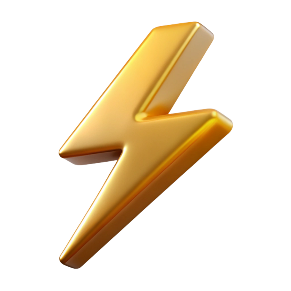 breathtaking iconic A single, stylized lightning bolt made of electrical sparks. NO BACKGROUND with Transparent Background. png