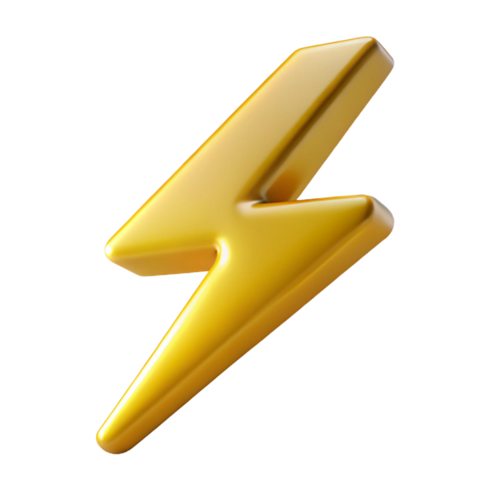 dynamic striking A single, stylized lightning bolt made of electrical sparks. NO BACKGROUND with Transparent Background. perfect clarity png
