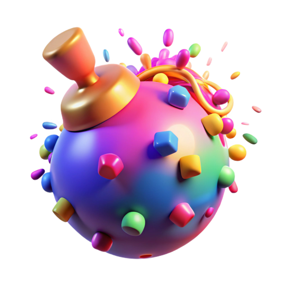 unparalleled futuristic A dynamic, exploding bomb of colorful particles. NO BACKGROUND with Transparent Background. exclusive png