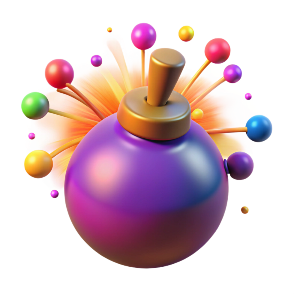 glorious acclaimed A dynamic, exploding bomb of colorful particles. NO BACKGROUND with Transparent Background. png