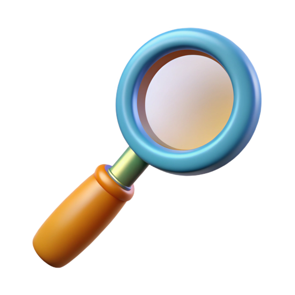 dynamic picturesque A single, stylized magnifying glass with intricate handle. NO BACKGROUND with Transparent Background. top-tier png
