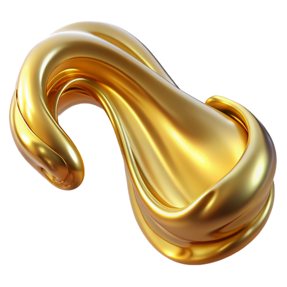 picturesque romantic industrial A flowing, abstract liquid stream in metallic gold. NO BACKGROUND with Transparent Background. crisp png