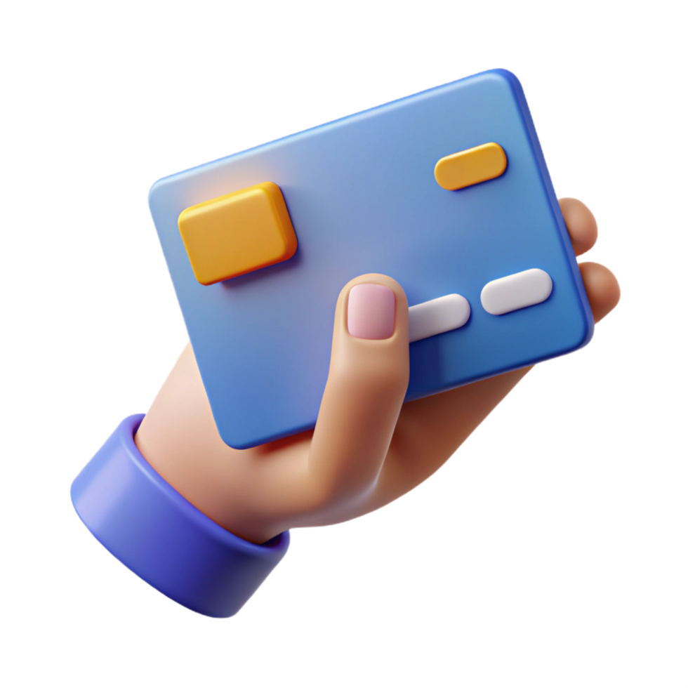 memorable elegant A single, stylized hand holding a credit card. NO BACKGROUND with Transparent Background. flawless png