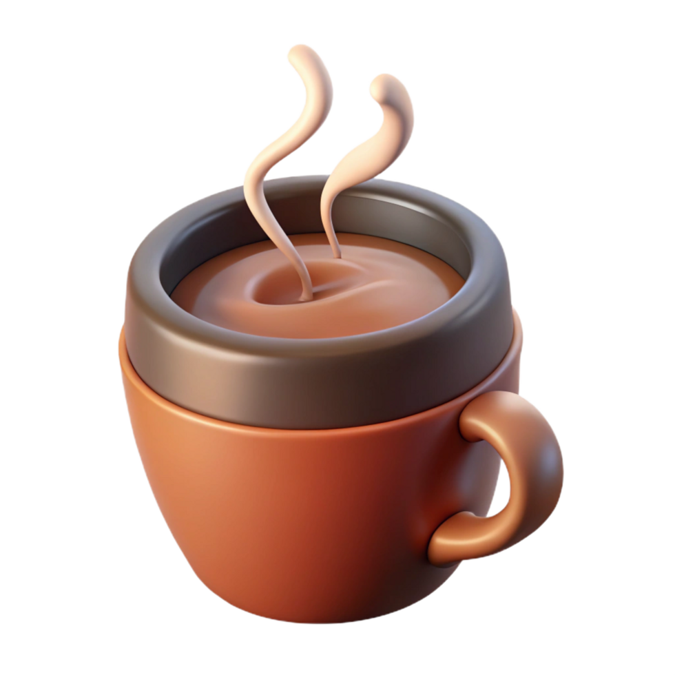 splendid tropical A single, stylized coffee cup with steam rising. NO BACKGROUND with Transparent Background. precision png