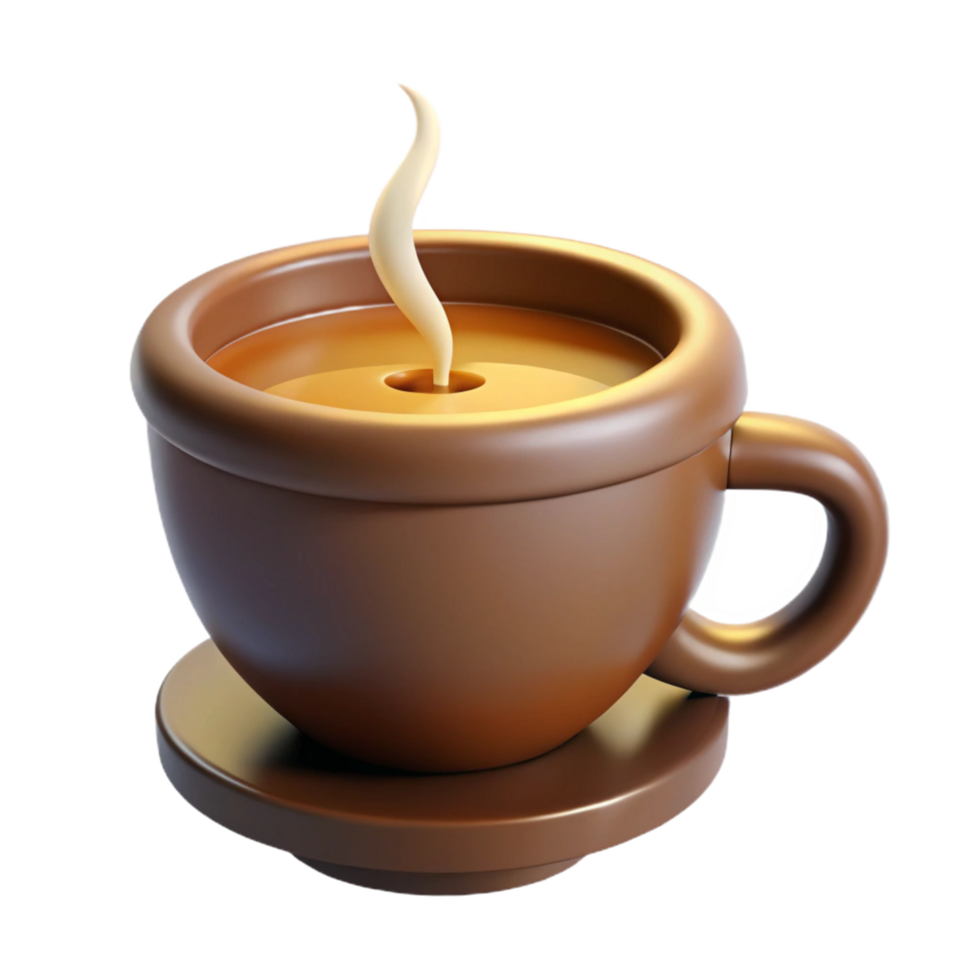 bold magnificent A single, stylized coffee cup with steam rising. NO BACKGROUND with Transparent Background. fine detail png