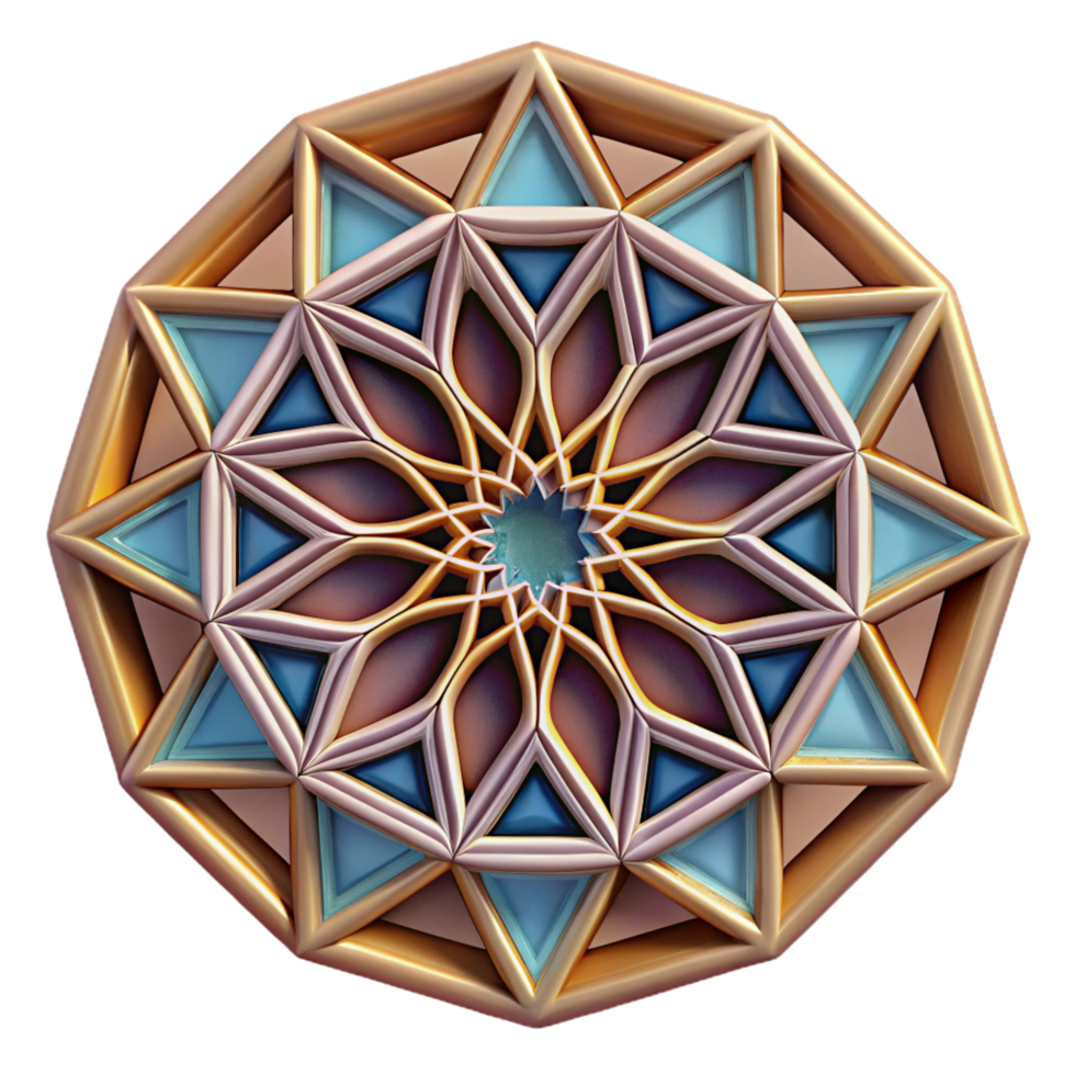 gorgeous passionate artistic A complex, geometric pattern resembling a stained glass window. NO BACKGROUND with Transparent Background. authentic png