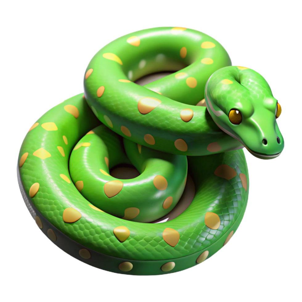 enchanting ethereal minimalist A slithering green tree python, NO BACKGROUND with Transparent Background. studio quality png
