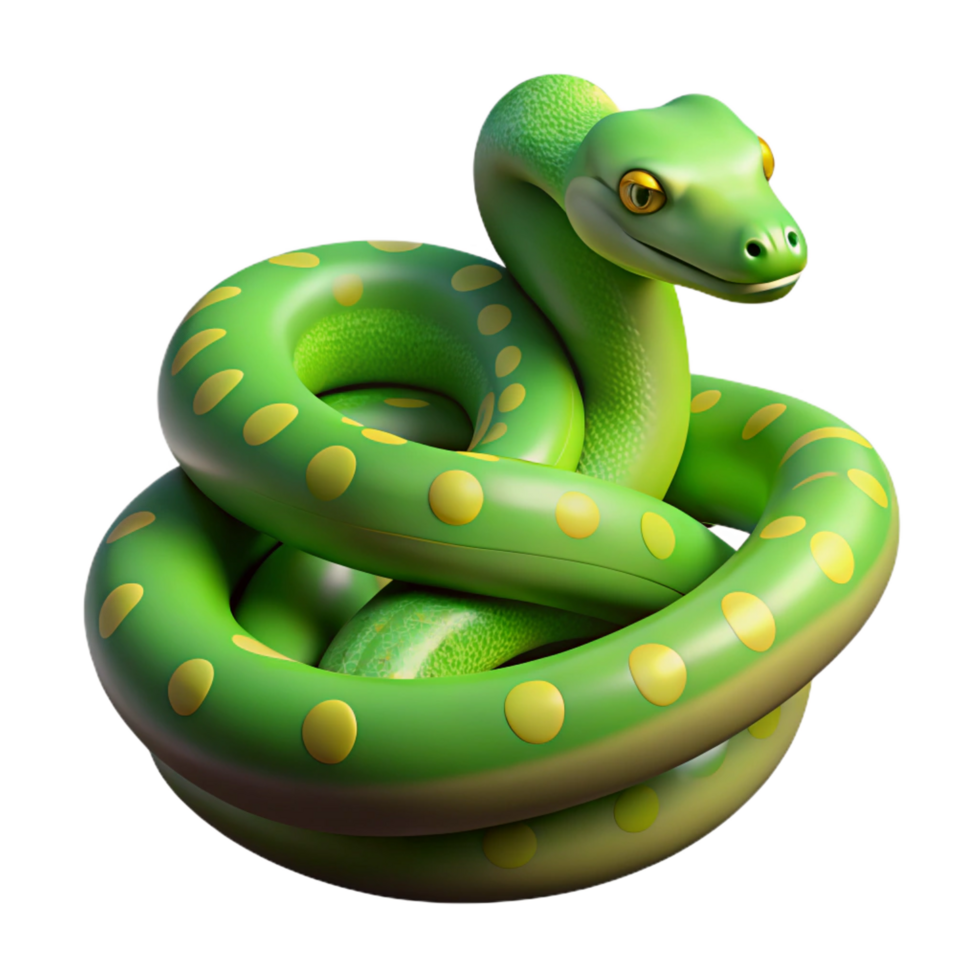hypnotic contemporary A slithering green tree python, NO BACKGROUND with Transparent Background. sharp png