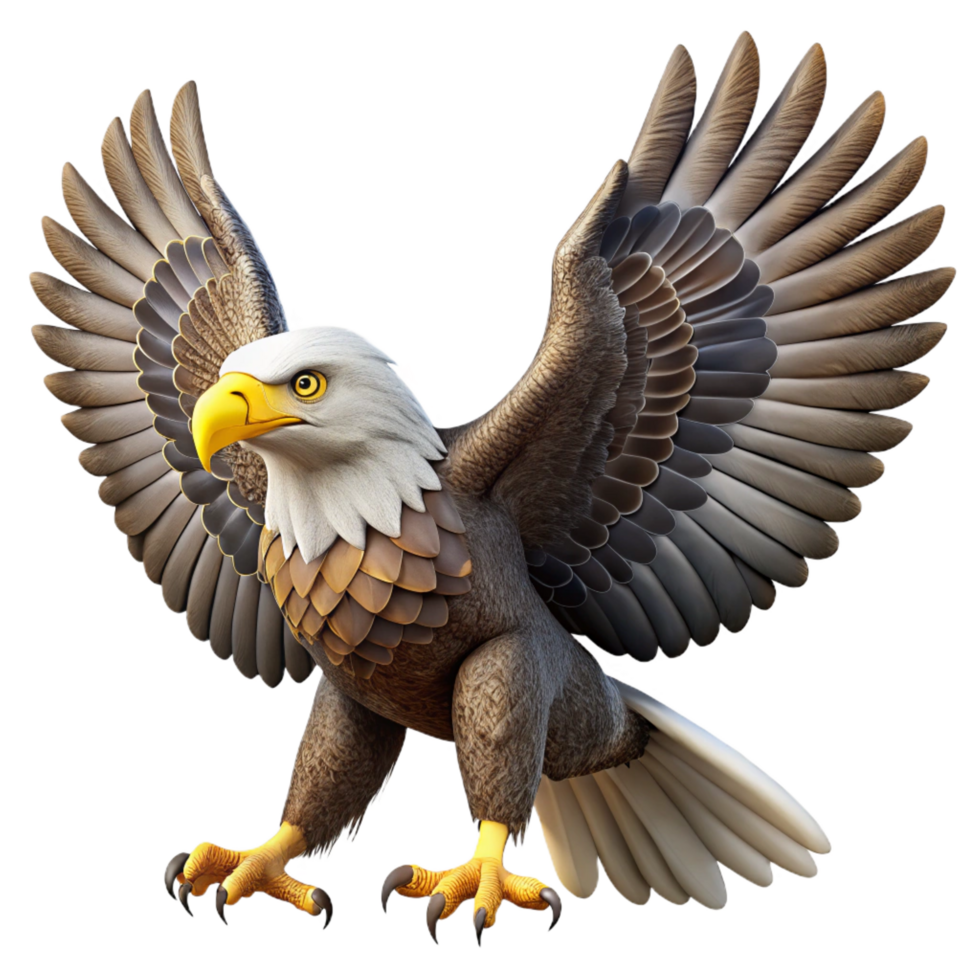 extraordinary harmonious victorian A majestic bald eagle with spread wings, NO BACKGROUND with Transparent Background. genuine png