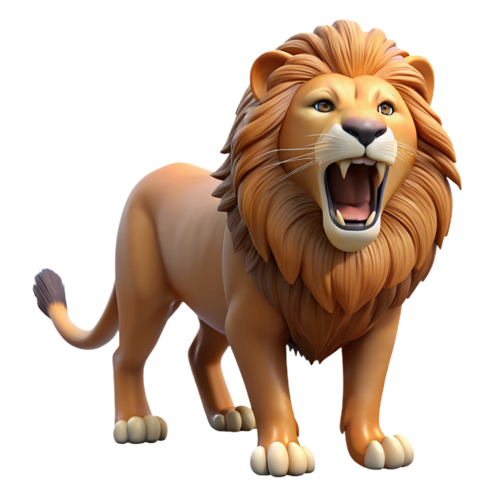 dramatic modern A roaring African lion, NO BACKGROUND with Transparent Background. sharp png