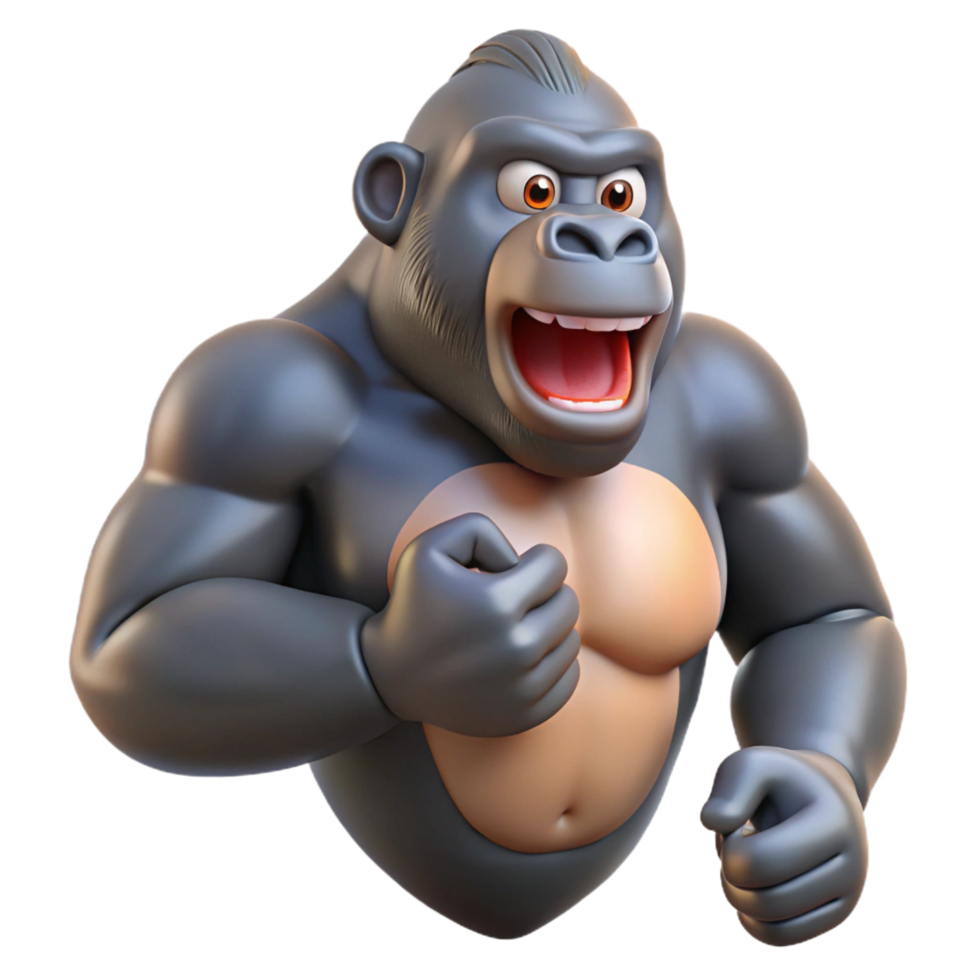 inspired traditional A gorilla beating its chest, NO BACKGROUND with Transparent Background. premium png