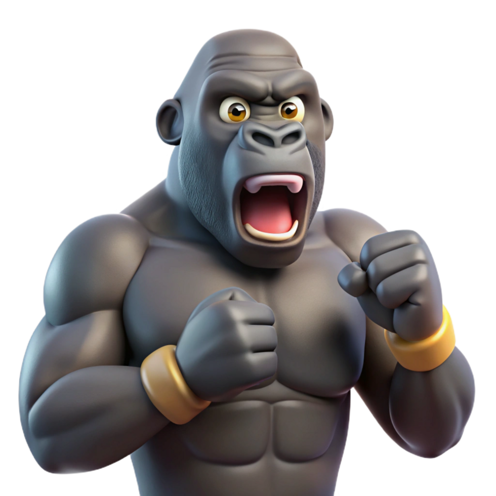 gorgeous playful rustic A gorilla beating its chest, NO BACKGROUND with Transparent Background. impeccable png