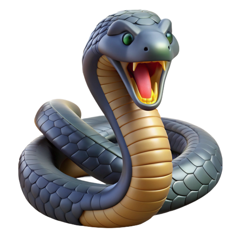 impressive memorable A hissing cobra snake, NO BACKGROUND with Transparent Background. png