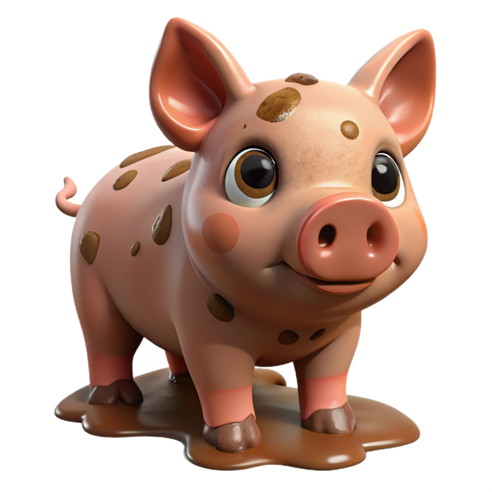 stunning dramatic classic A piglet with muddy snout, NO BACKGROUND with Transparent Background. artisan png