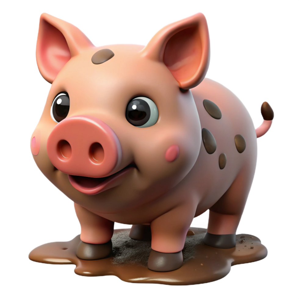 dazzling iconic A piglet with muddy snout, NO BACKGROUND with Transparent Background. png