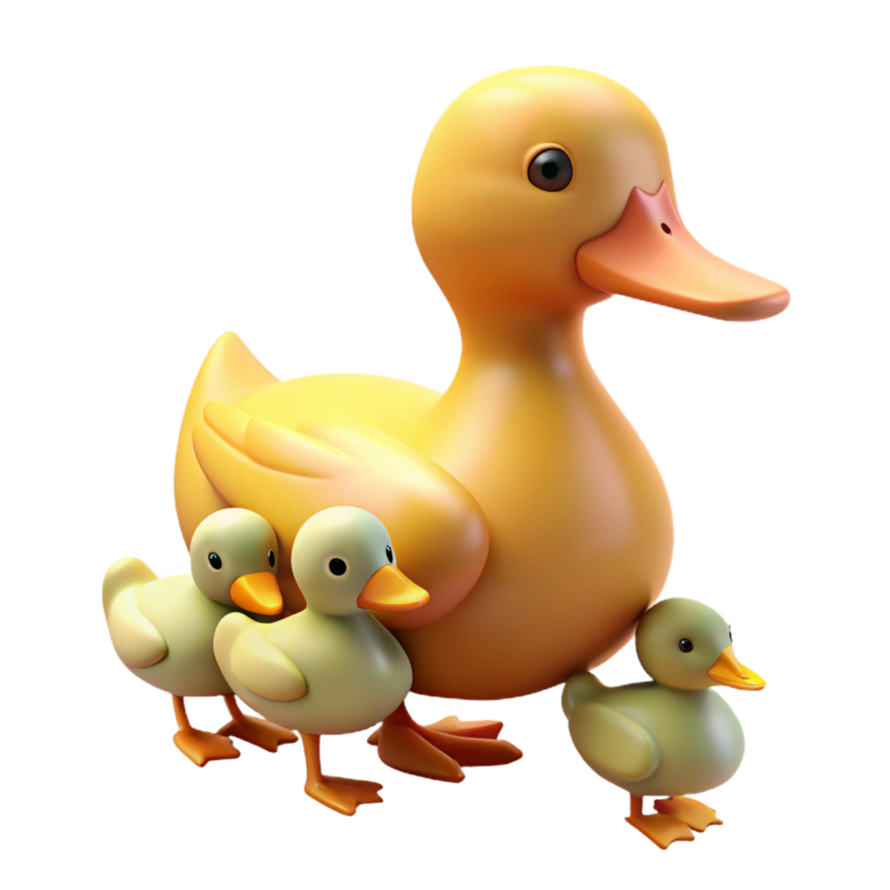 sought-after victorian A duck with ducklings, NO BACKGROUND with Transparent Background. sharp png
