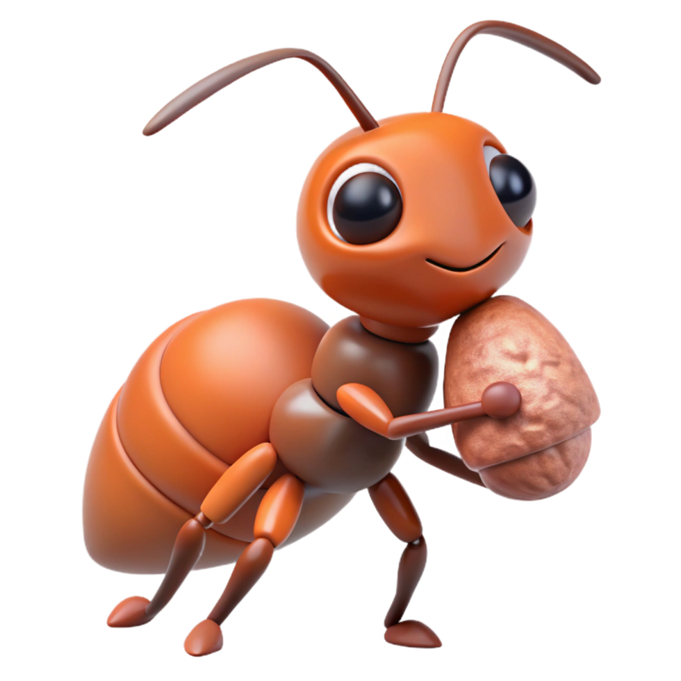 picturesque surreal An ant carrying a crumb, NO BACKGROUND with Transparent Background. museum quality png