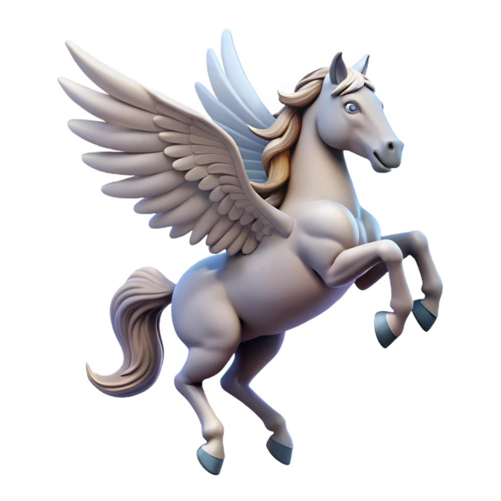 impressive calm rustic A winged horse Pegasus, rearing up. NO BACKGROUND with Transparent Background. 8K png