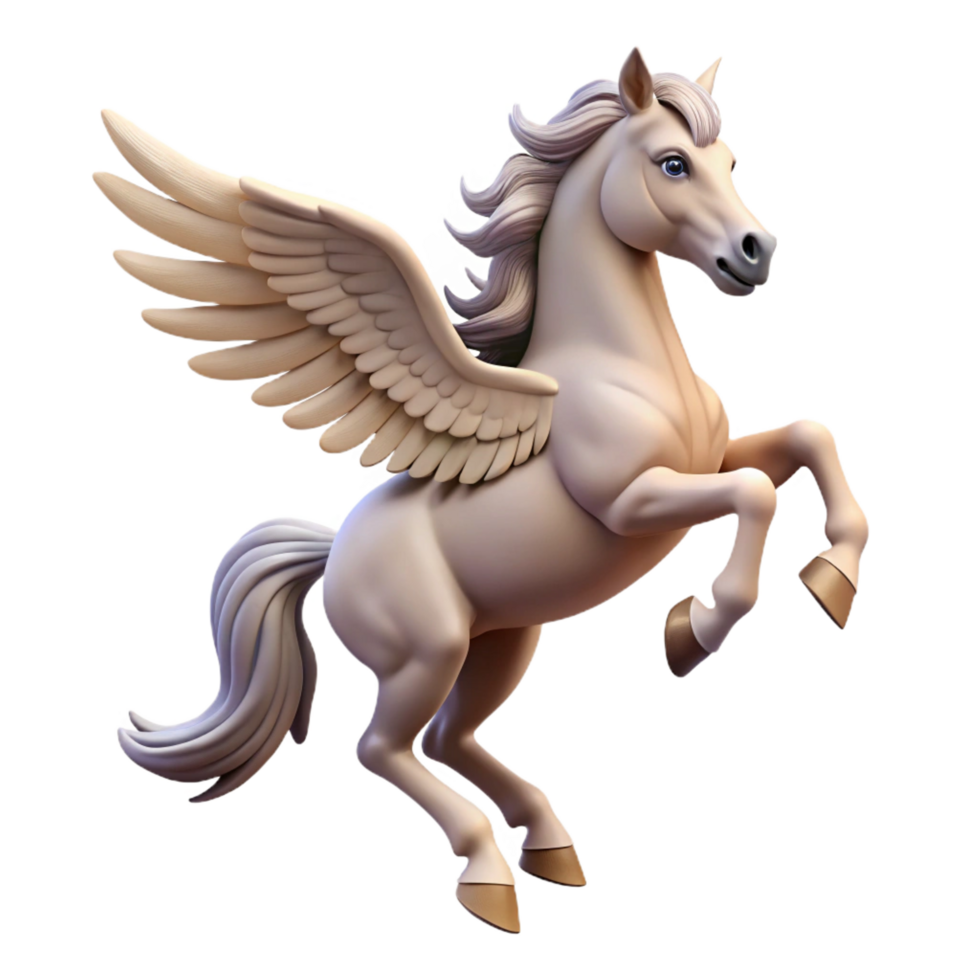 dazzling tranquil geometric A winged horse Pegasus, rearing up. NO BACKGROUND with Transparent Background. artisan png