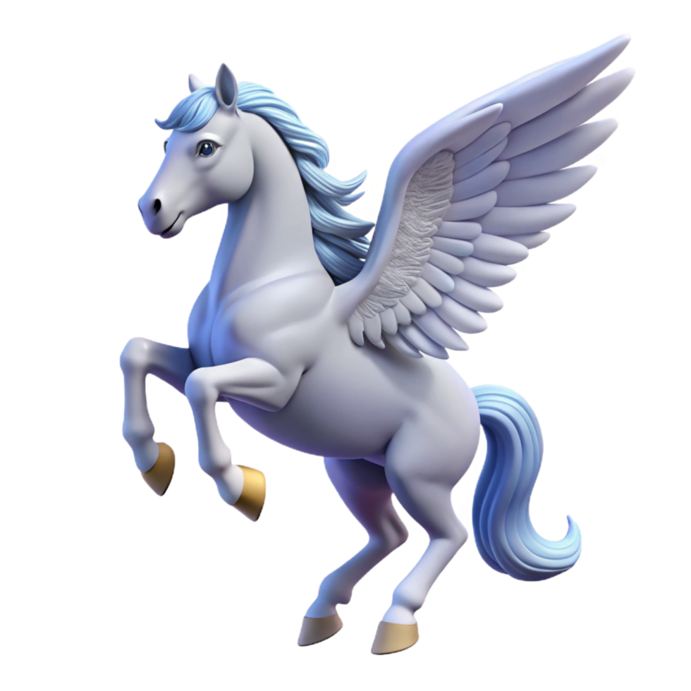 exemplary elegant A winged horse Pegasus, rearing up. NO BACKGROUND with Transparent Background. original png