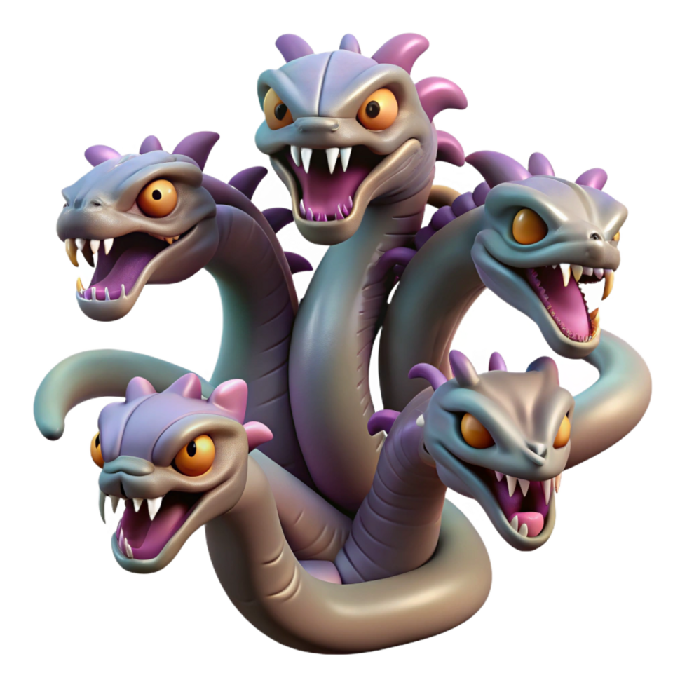peaceful extraordinary A realistic rendering of a hydra, multiple heads visible. NO BACKGROUND with Transparent Background. elite png