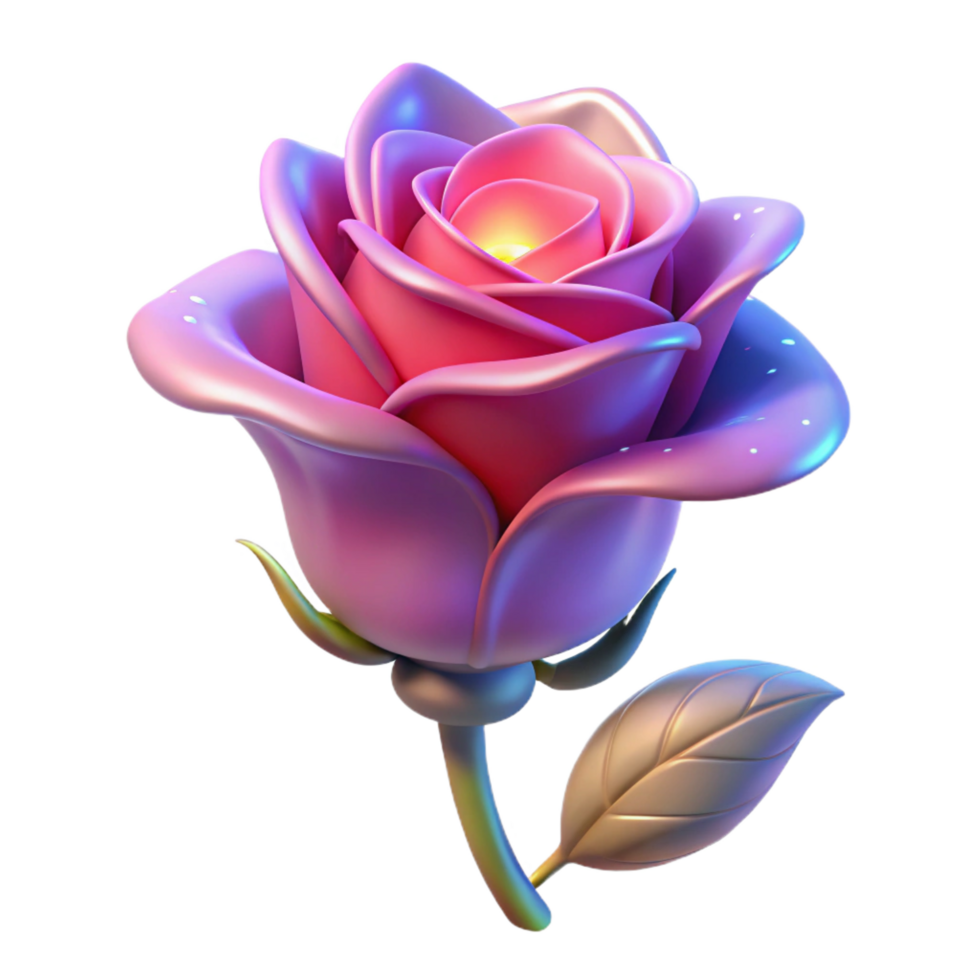 glorious art deco A single, enchanted rose, petals glowing softly. NO BACKGROUND with Transparent Background. perfect clarity png