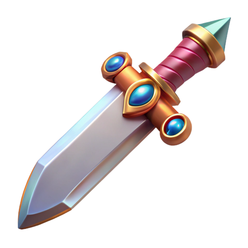 signature creative A single, ornate dagger, with a jeweled hilt. NO BACKGROUND with Transparent Background. sharp png