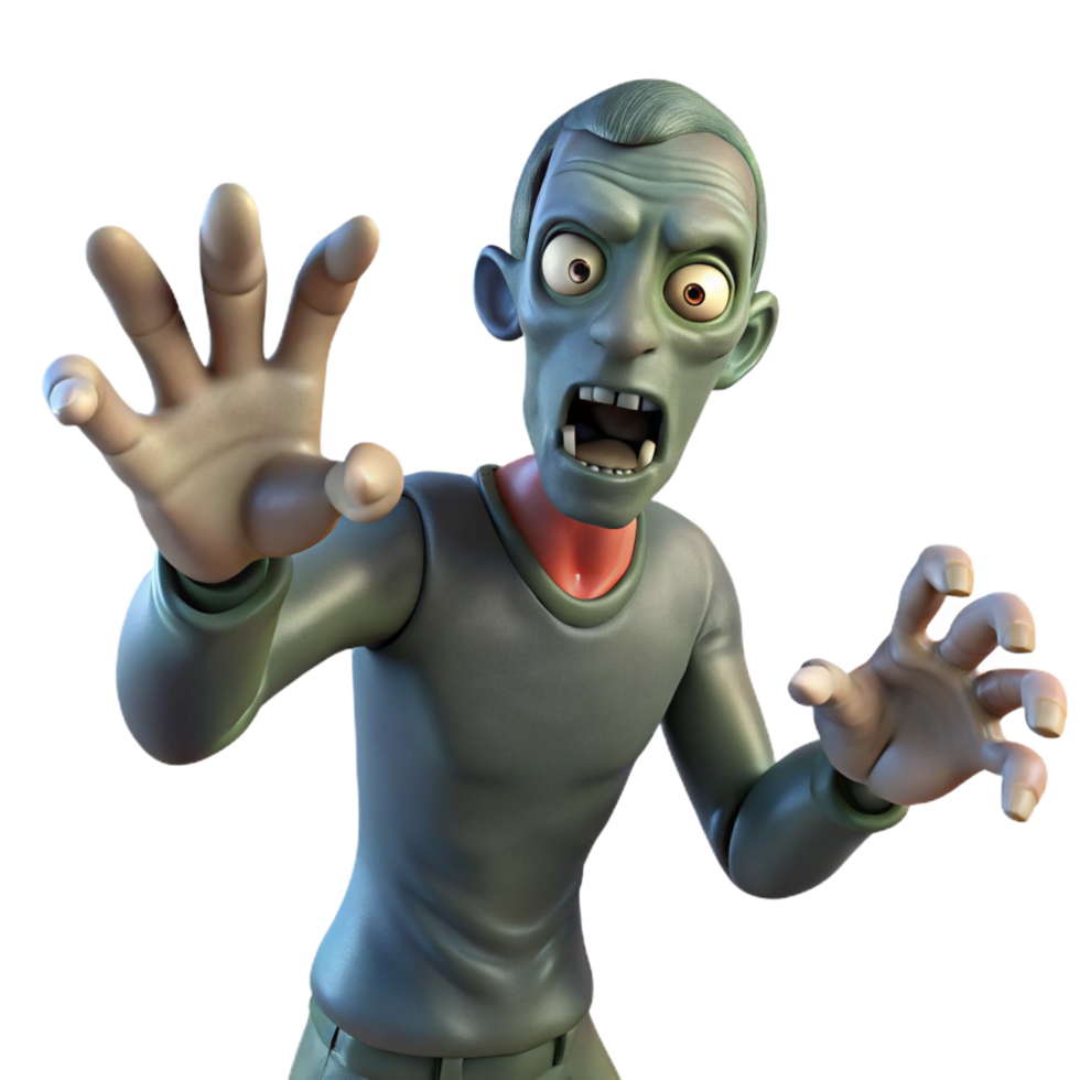 striking remarkable A menacing zombie, reaching out with clawed hands. NO BACKGROUND with Transparent Background. png